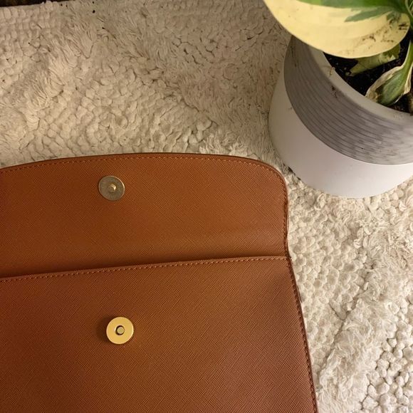 Brand New CARAMEL Clutch with Gold Accents - Picture 7 of 10
